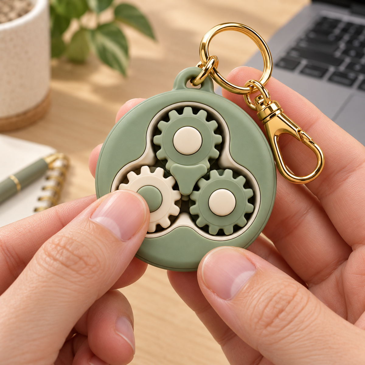 Sage Gear Fidget Keychain with Keyring & Clip