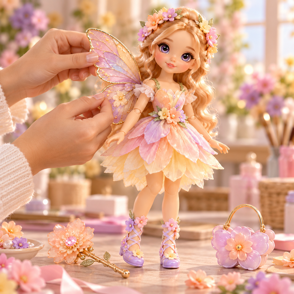 Petal Fairy Fashion Doll with Butterfly Wings & Floral Accessories