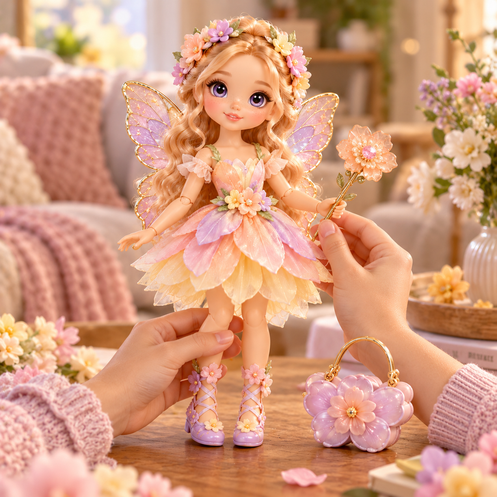 Petal Fairy Fashion Doll with Butterfly Wings & Floral Accessories