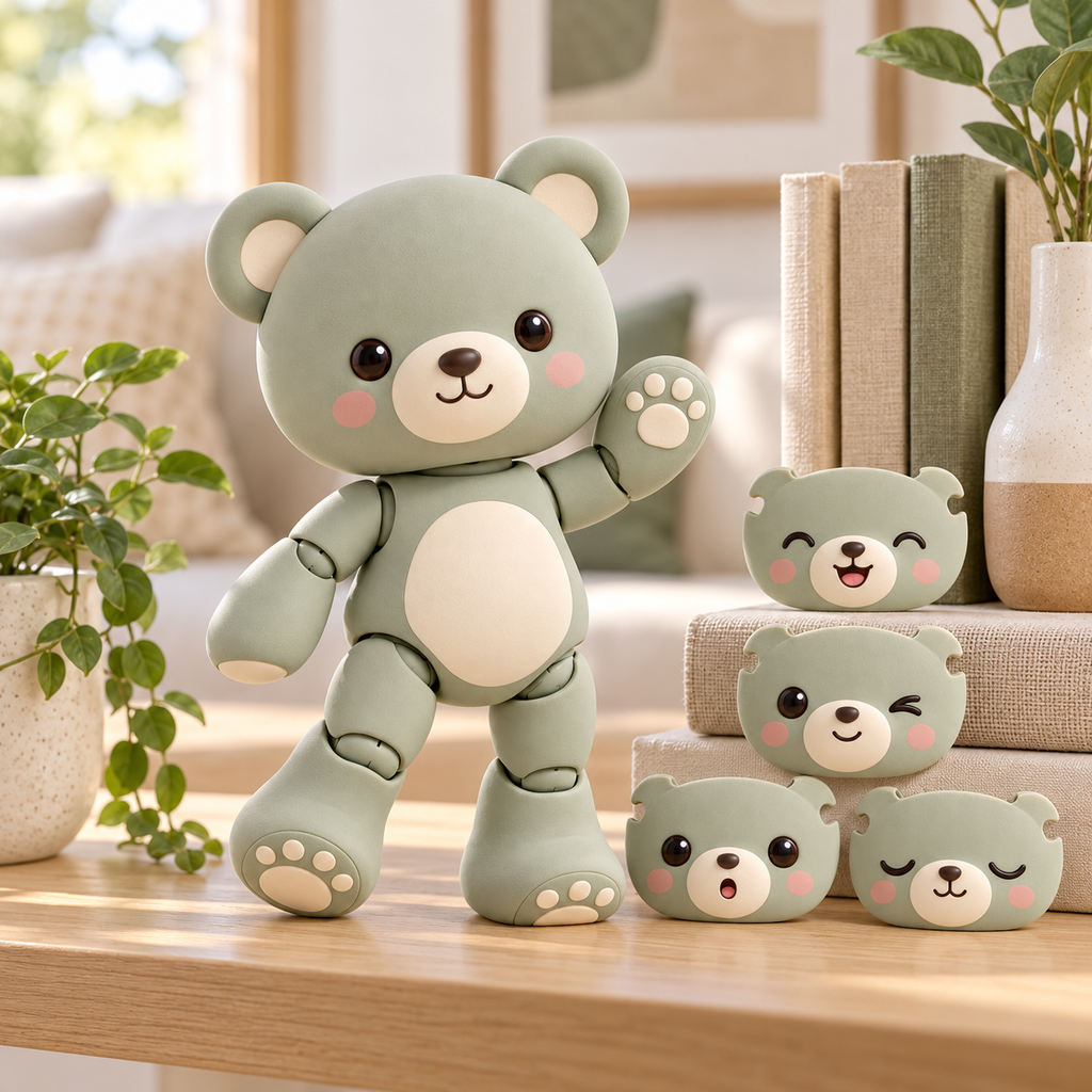 Sage Bear Poseable Doll with Expression Face Plates