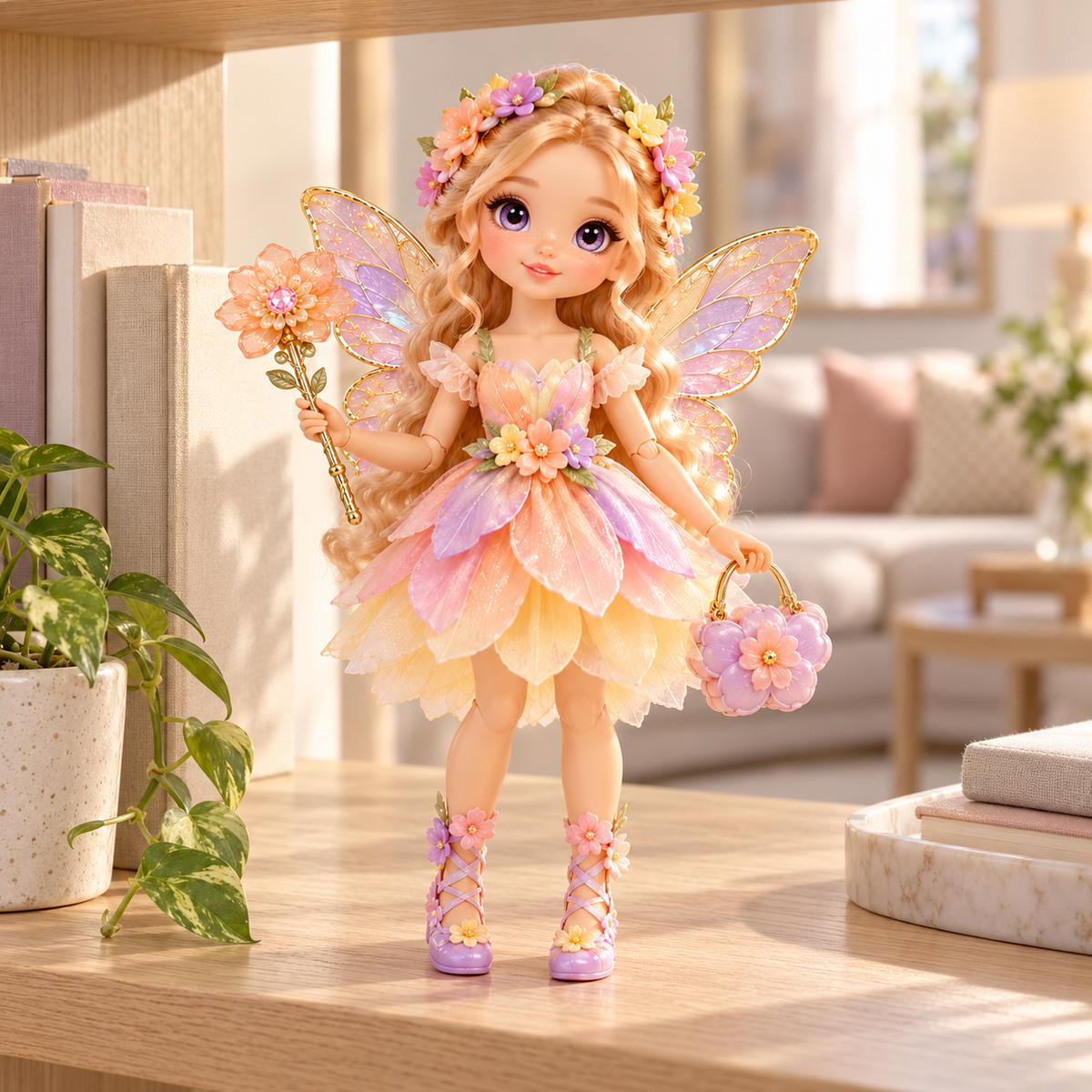 Petal Fairy Fashion Doll with Butterfly Wings & Floral Accessories