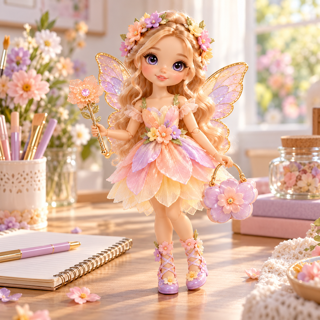 Petal Fairy Fashion Doll with Butterfly Wings & Floral Accessories