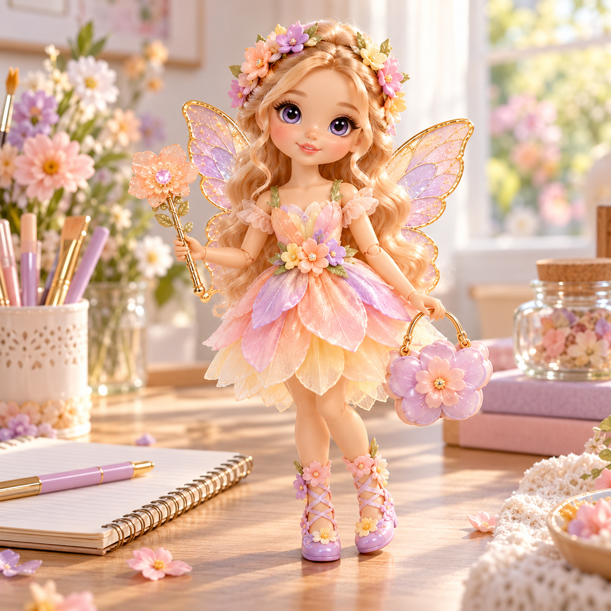Petal Fairy Fashion Doll with Butterfly Wings & Floral Accessories