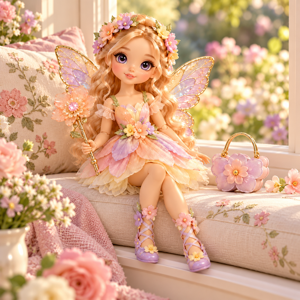 Petal Fairy Fashion Doll with Butterfly Wings & Floral Accessories