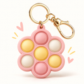 Peach Bloom Bubble Fidget Keychain with Keyring & Clip